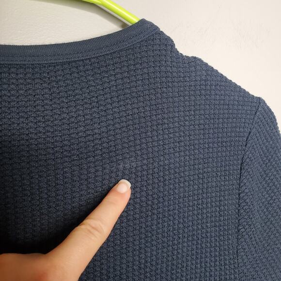 SET Active Navy Blue Waffle Short Sleeve Crop Top Small Short Sleeve Shirt - Picture 9 of 11